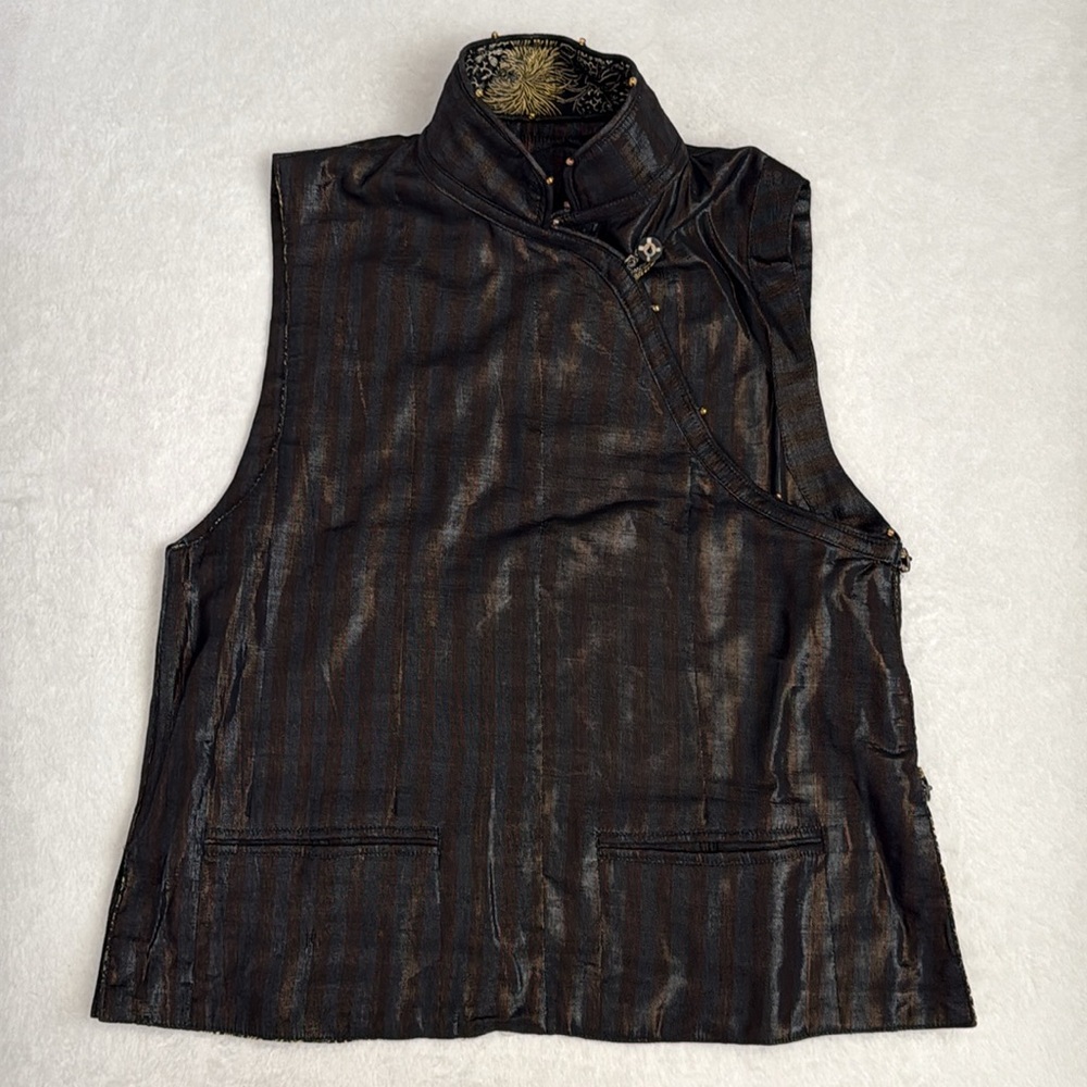 {NWT} Nadya | Reversible Mixed Media Tibet Tibetan Vest Top Handmade in Bali XS - Picture 2 of 16